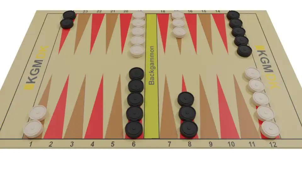 Visualisering af backgammonbræt med brikkerne i start-position