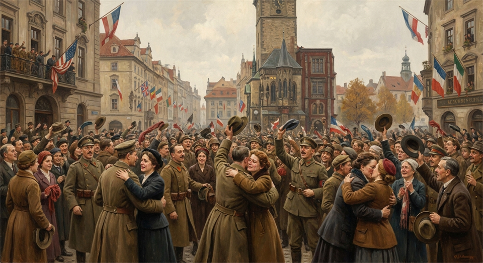 Celebración del armisticio en 1918