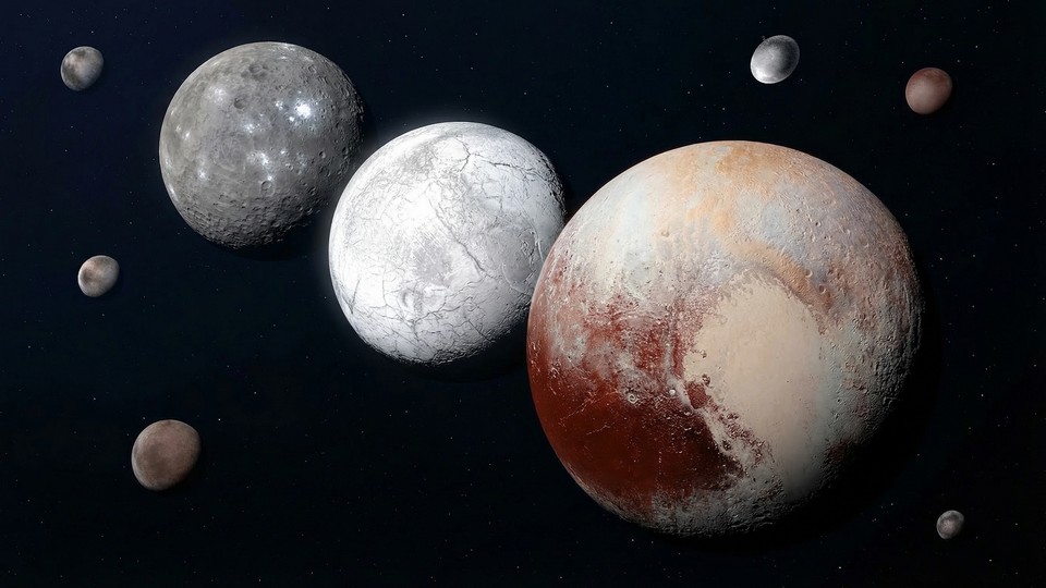 De vigtigste dværgplaneter i Solsystemet med Pluto i forgrunden