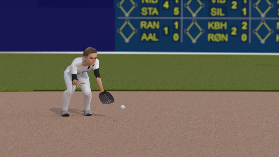 Shot Stop spiller i baseball modtager en bold