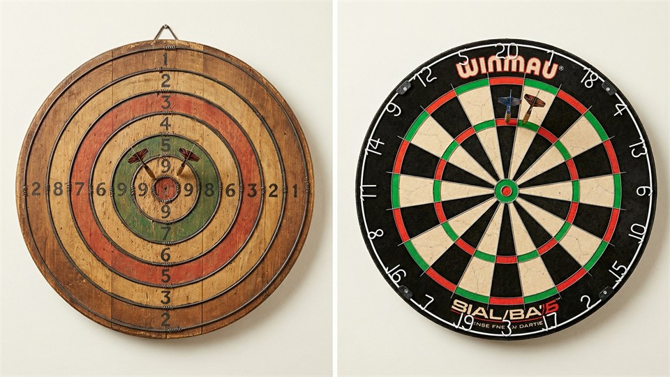 Udviklingen af dartskiven fra træ til moderne sisal