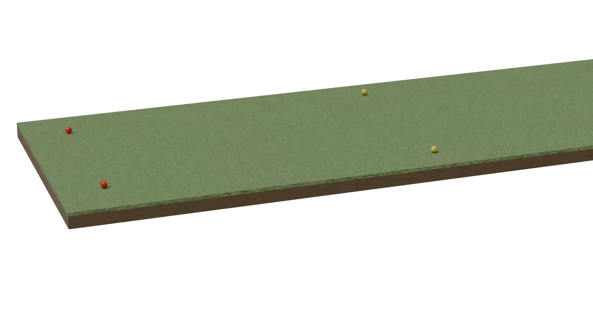 Tee-stedet med gule og røde markeringer