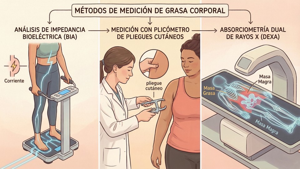 Diferentes métodos para medir el porcentaje de grasa corporal