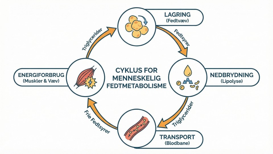 Grafisk oversigt over fedtforbrændingsprocessen i kroppen