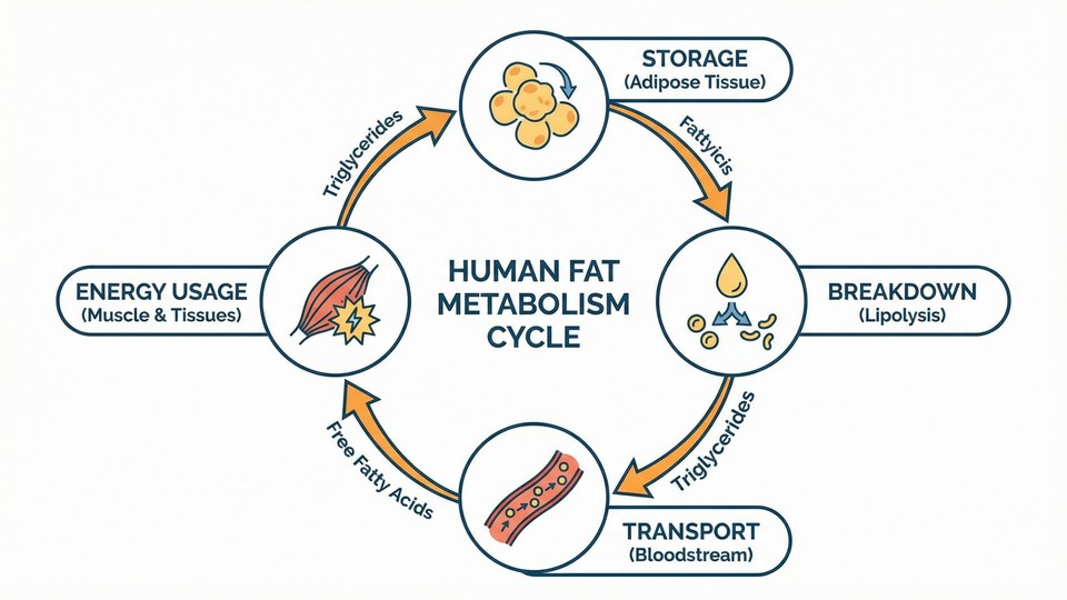 Graphic overview of the fat burning process in the body