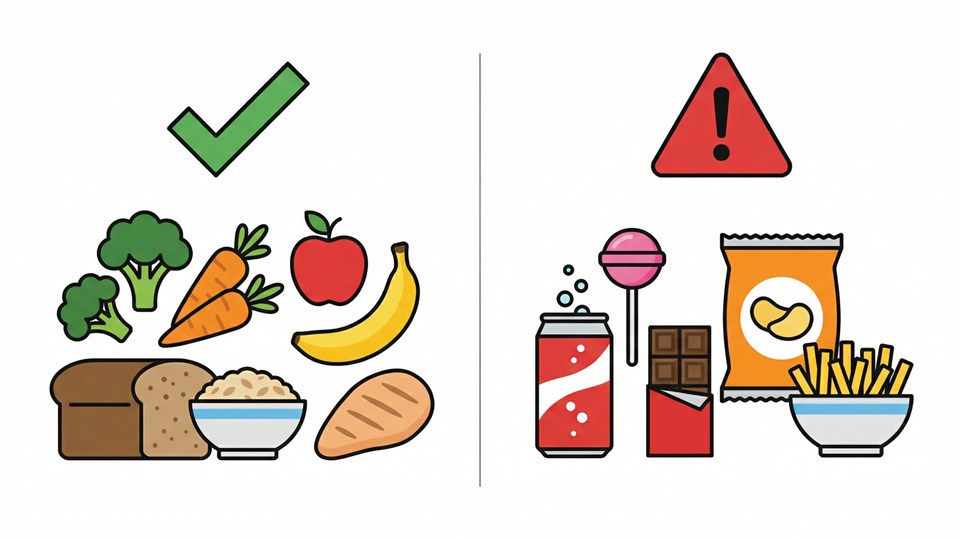 Vergleich von gesunden und leeren Kalorien