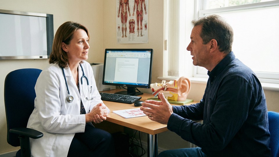 En person der taler med en læge om søvnproblemer