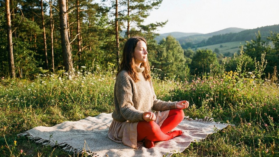 En person i naturen, der dyrker mindfulness