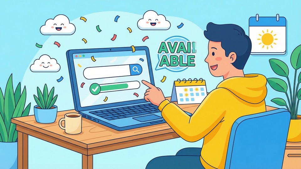 Illustration af registrering af domænenavn på computer