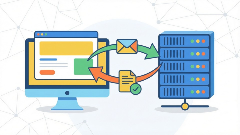 Illustration af HTTP kommunikation mellem browser og server